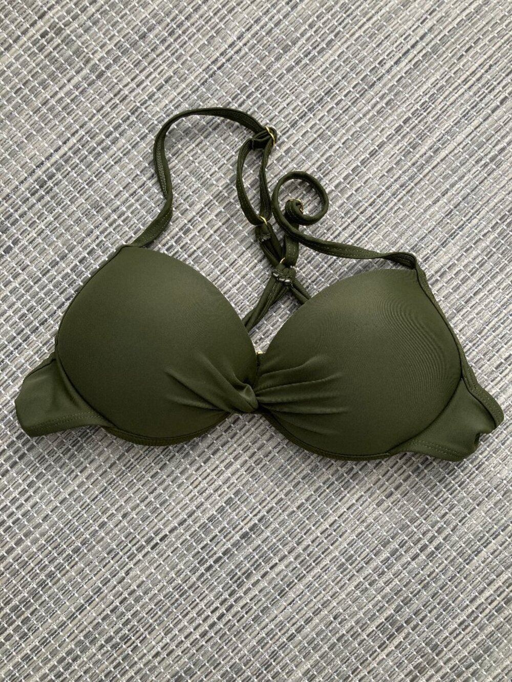 Tahiti Olive Green Padded Push Up Bra Bikini Top Large